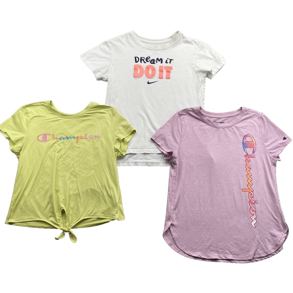 Nike Champion T-Shirt Youth Girls LOT of 3 14/16 Sportswear Active Fitness Gym‎
